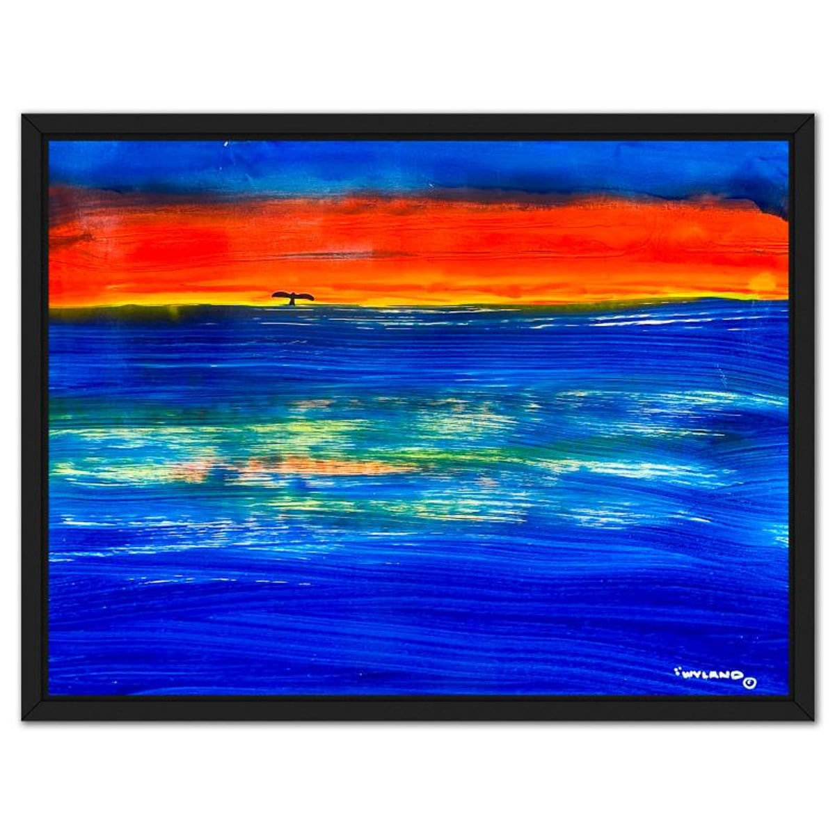 Wyland, "Whale Tail" Framed Original Acrylic Painting on Canvas, Hand Signed with a Letter of Authenticity.