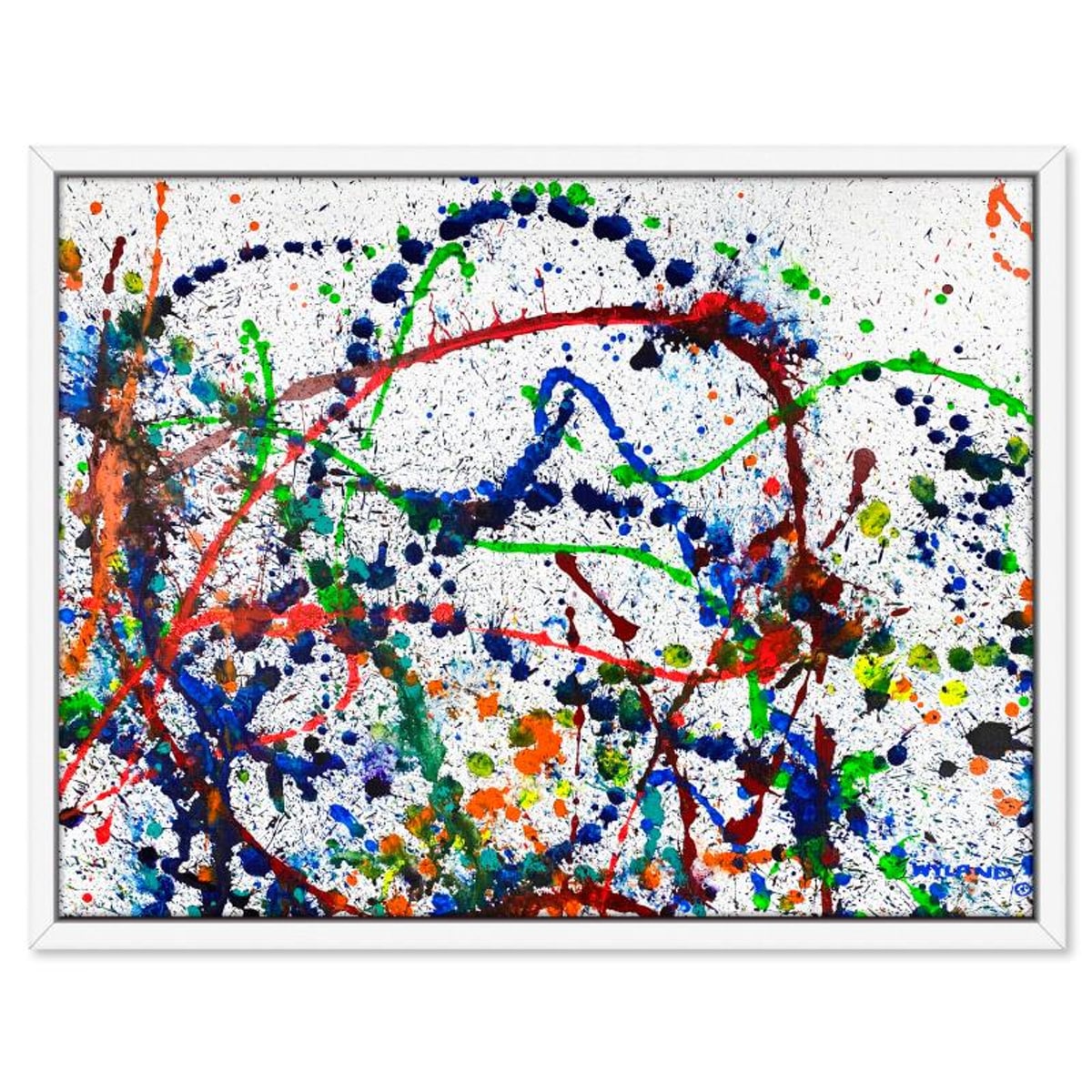 Wyland, "Untitled Abstract" Framed Original Painting on Canvas, Hand Signed with Letter of Authenticity.