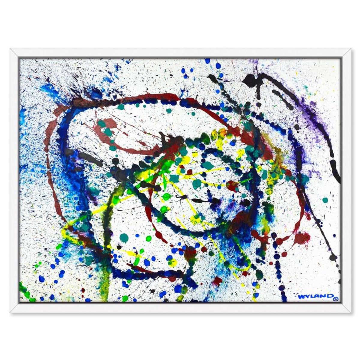 Wyland, "Untitled Abstract" Framed Original Painting on Canvas, Hand Signed with Letter of Authenticity.