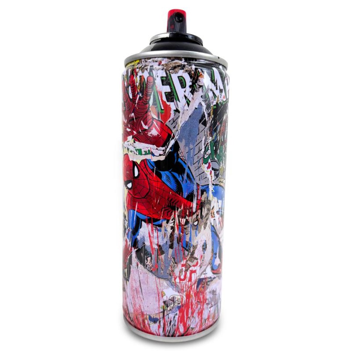 Mr Brainwash, "Spider-Man - BLACK" Hand Painted Limited Edition Spray Can, Numbered and Signed with Certificate of Authenticity.