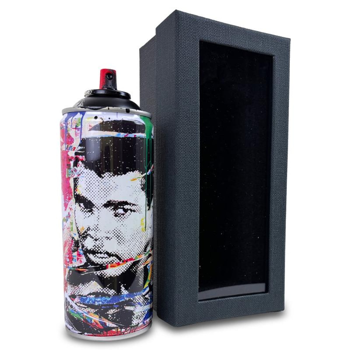 Mr Brainwash, "Champ - BLACK" Hand Painted Limited Edition Spray Can, Numbered with Certificate of Authenticity.