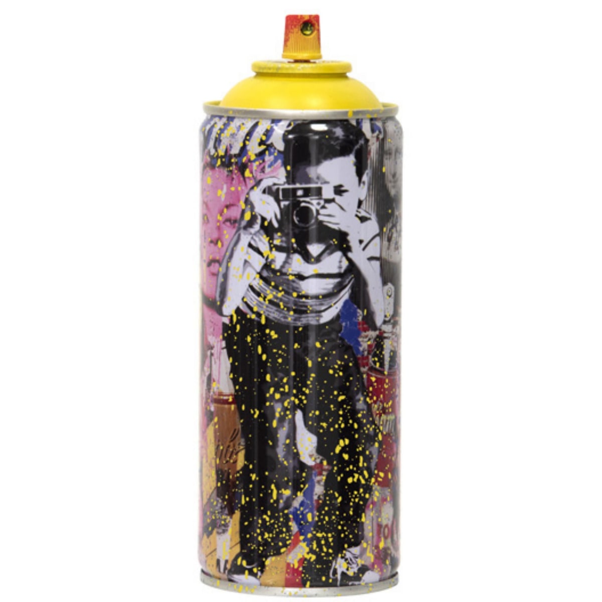 Mr Brainwash, "Smile (Full) - YELLOW" Hand Painted Limited Edition Spray Can, Numbered with Certificate of Authenticity.